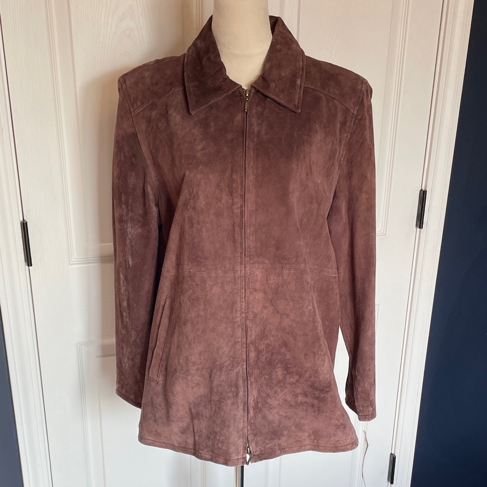 NWT Terry Lewis Luxuries Classic Brown Suede Zip-Front Jacket Size‎ Medium